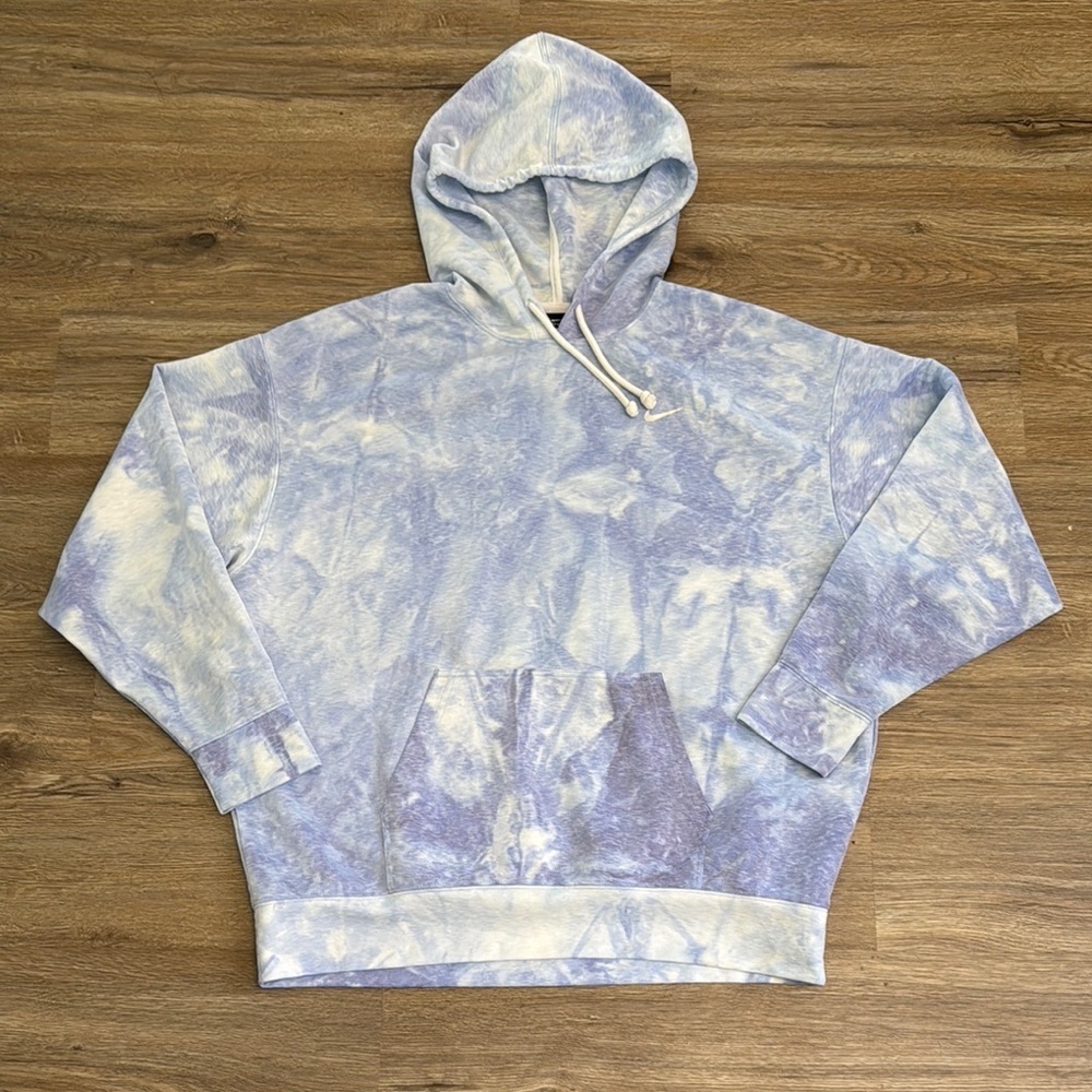 Nike Blue and White Hoodie Sweatshirt